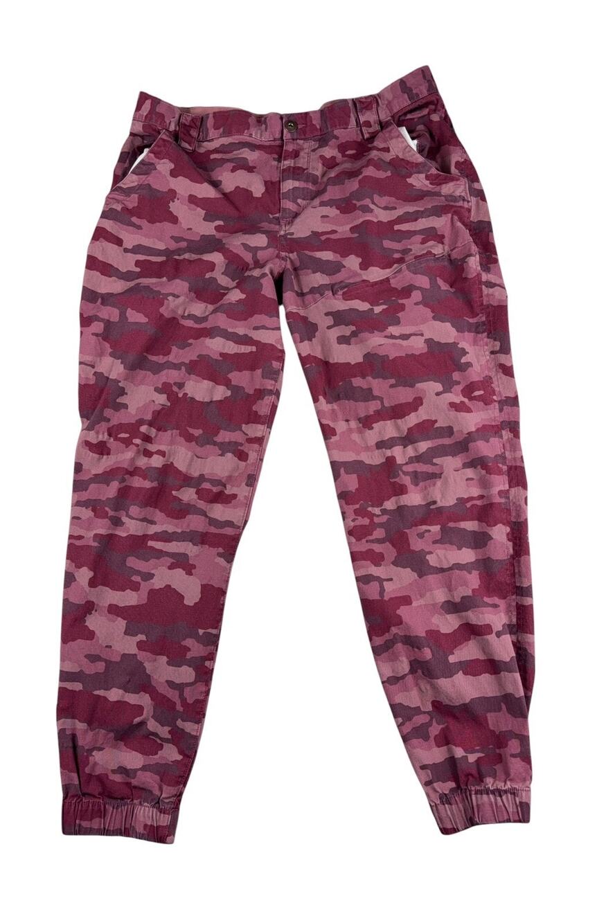 Duluth Trading Rootstock Gardening Jogger Pants Womens 44 Pink Camo Stretch